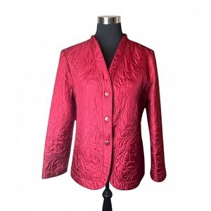 Charter Club Red Silk Quilted Blazer